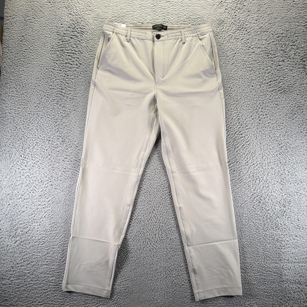 Marc New York Pant Mens 34x32 Beige Polyester Golf Straight Mesh-Lined Stretch